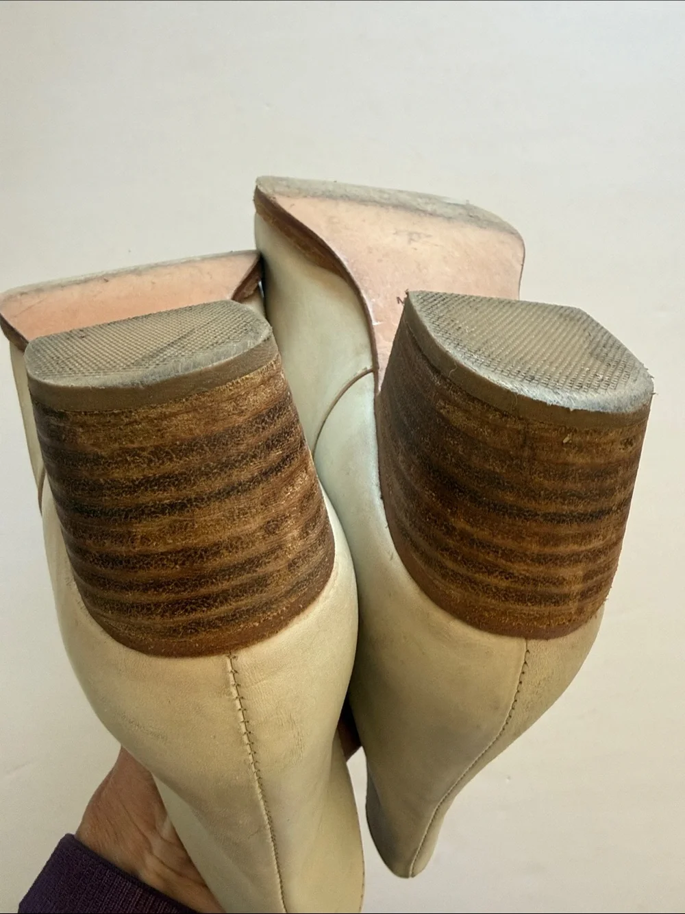 Free People Charm Double-V Cream Leather Ankle Booties size 41